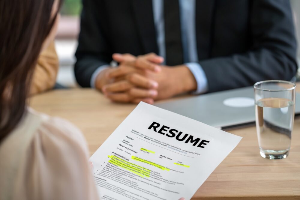 Job interview with resume before interview